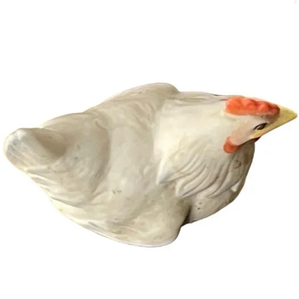 Antique 1920s Chicken Hen Detailed Ceramic Wonderful barnyard animal bisque farm - Picture 3 of 9